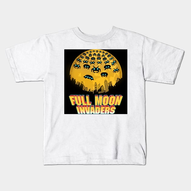 Full Moon Invaders Kids T-Shirt by Pigeon585